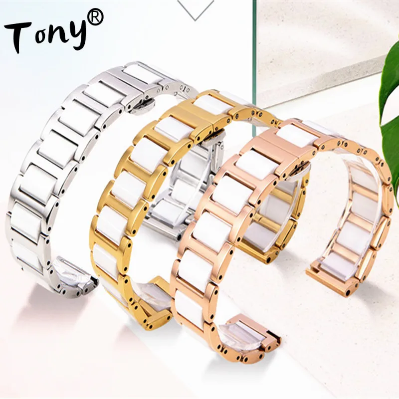 

Ремешок из нержавеющей стали для часов, белый керамический браслет для наручных часов, 10 шт./лот, 14 мм 16 мм 18 мм 20 мм 22 мм, 316L