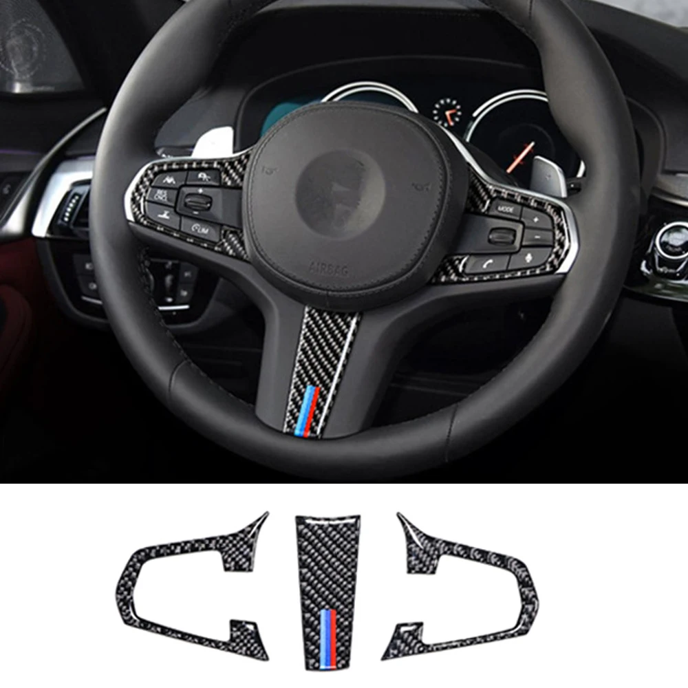 

Carbon Fiber Auto Steering Wheel And Buttons Cover Trim Stickers For BMW 5 Series G30 G38 X3 G01 X4 G02 Car Interior Accessories