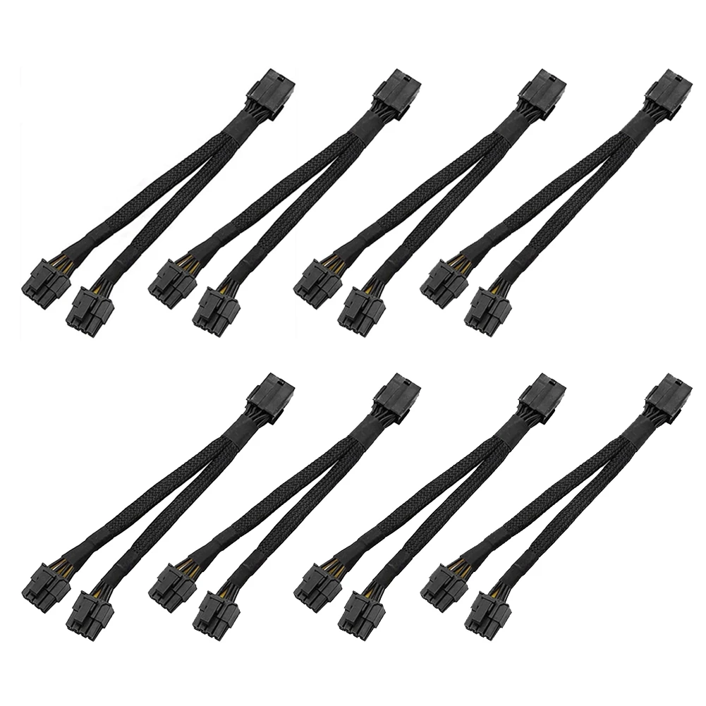 

8Pcs GPU PCIe 8 Pin Female to Dual 2X 8 Pin(6+2) Male PCI Express Power Adapter Braided Y-Splitter Extension Cable,20cm