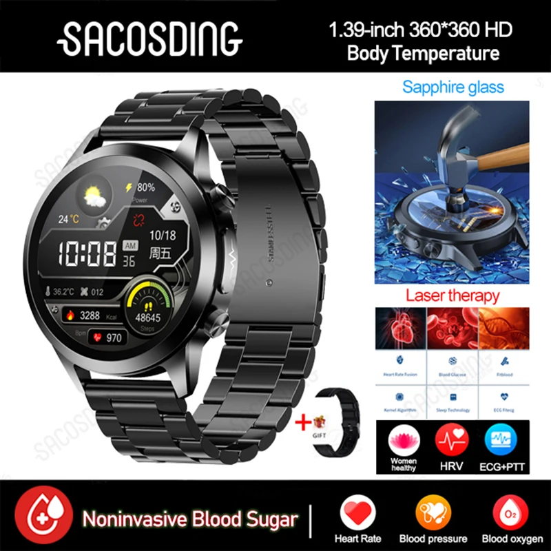 

2023 New ECG+PPG Smart Watch Men Sangao Laser Health Heart Rate Blood Pressure Fitness Sports Watches Sapphire Glass Smartwatch