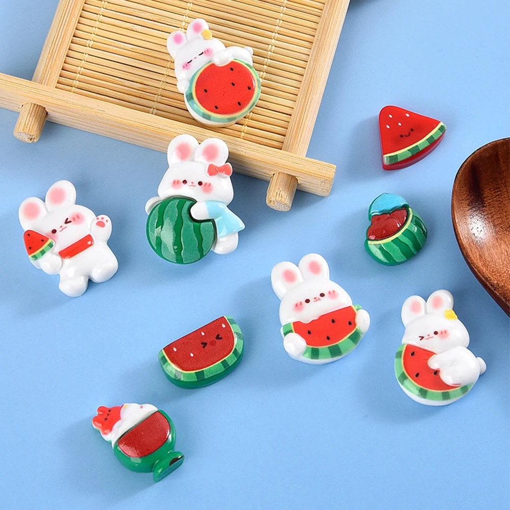 10 шт. блестящие кабошоны из смолы с плоской задней частью в виде кролика для