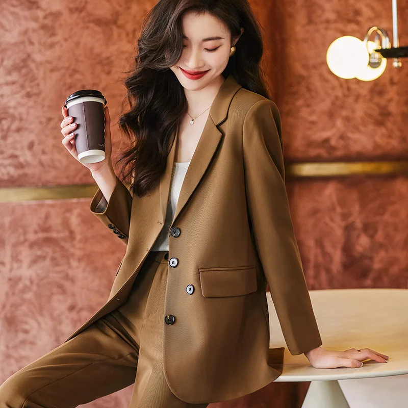 High Quality Spring 2023 New Jacket Trousers Two-piece Korean Style Back Split Coat Women's Office Casual Blazer Pants Suit 3XL