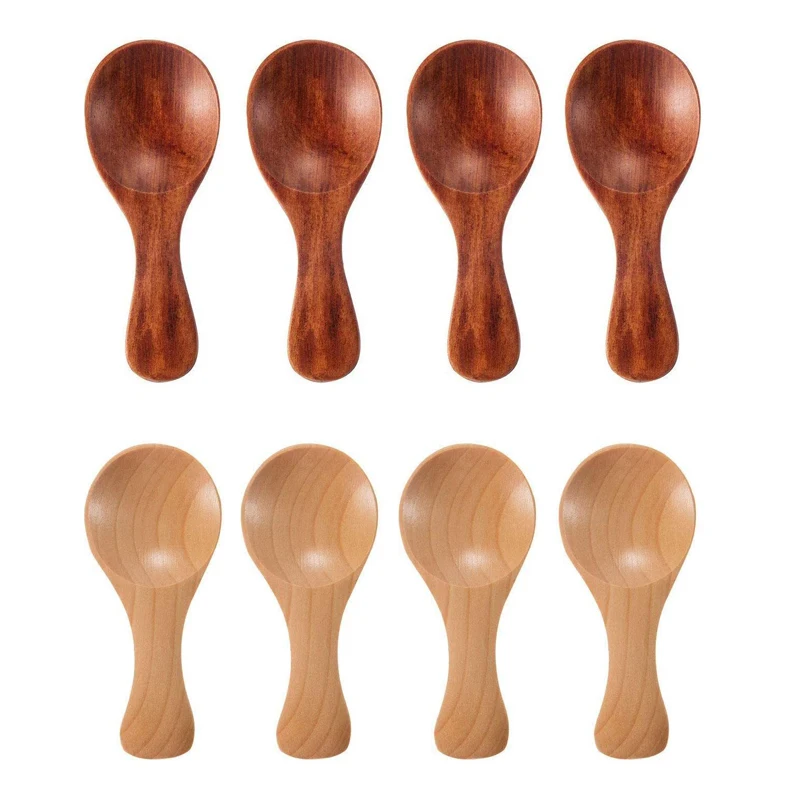 4Pcs Mini Wooden Spoons Small Kitchen Spice Condiment Spoon Sugar Tea Coffee Scoop Short Handle Wood Kids Gadgets - купить по