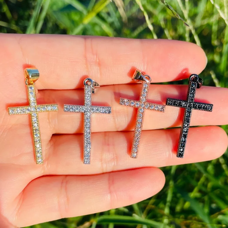 

ANGLANG Fashion Cross Pendants Gold&Silver Color Cubic Zirconia Jesus Cross Pendant Necklace Jewelry for Men/Women Wholesale