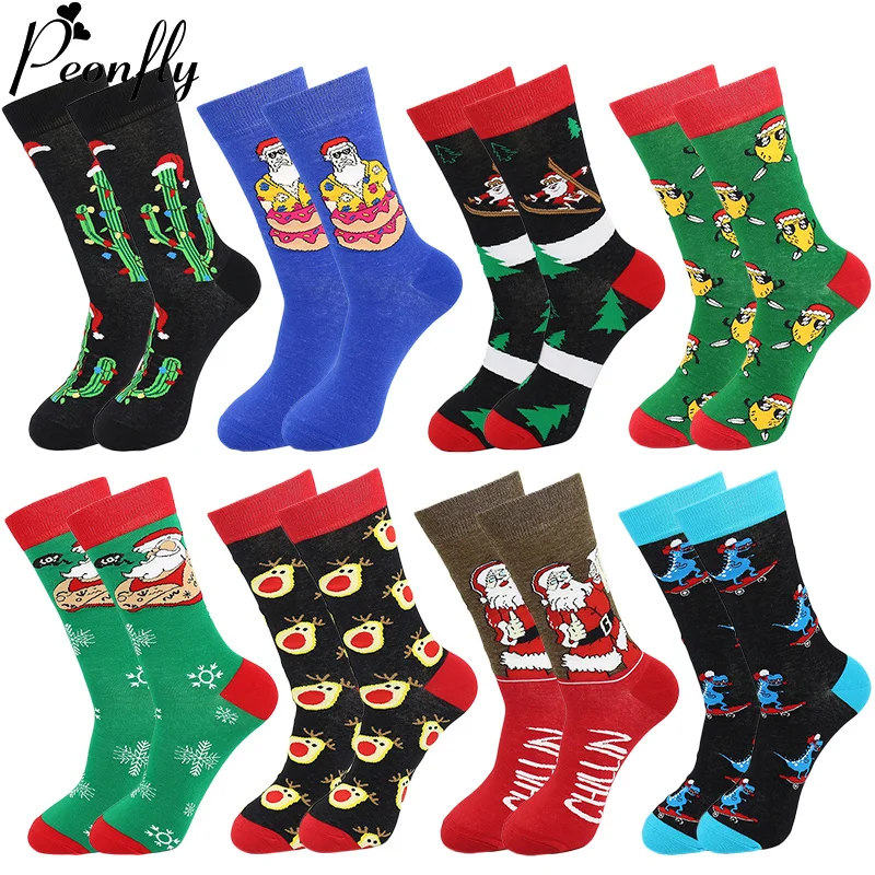 

Peonfly Funny Tree Snow Gift Happy Men Autumn Winter Harajuku Calcetines Santa Claus Christmas Socks