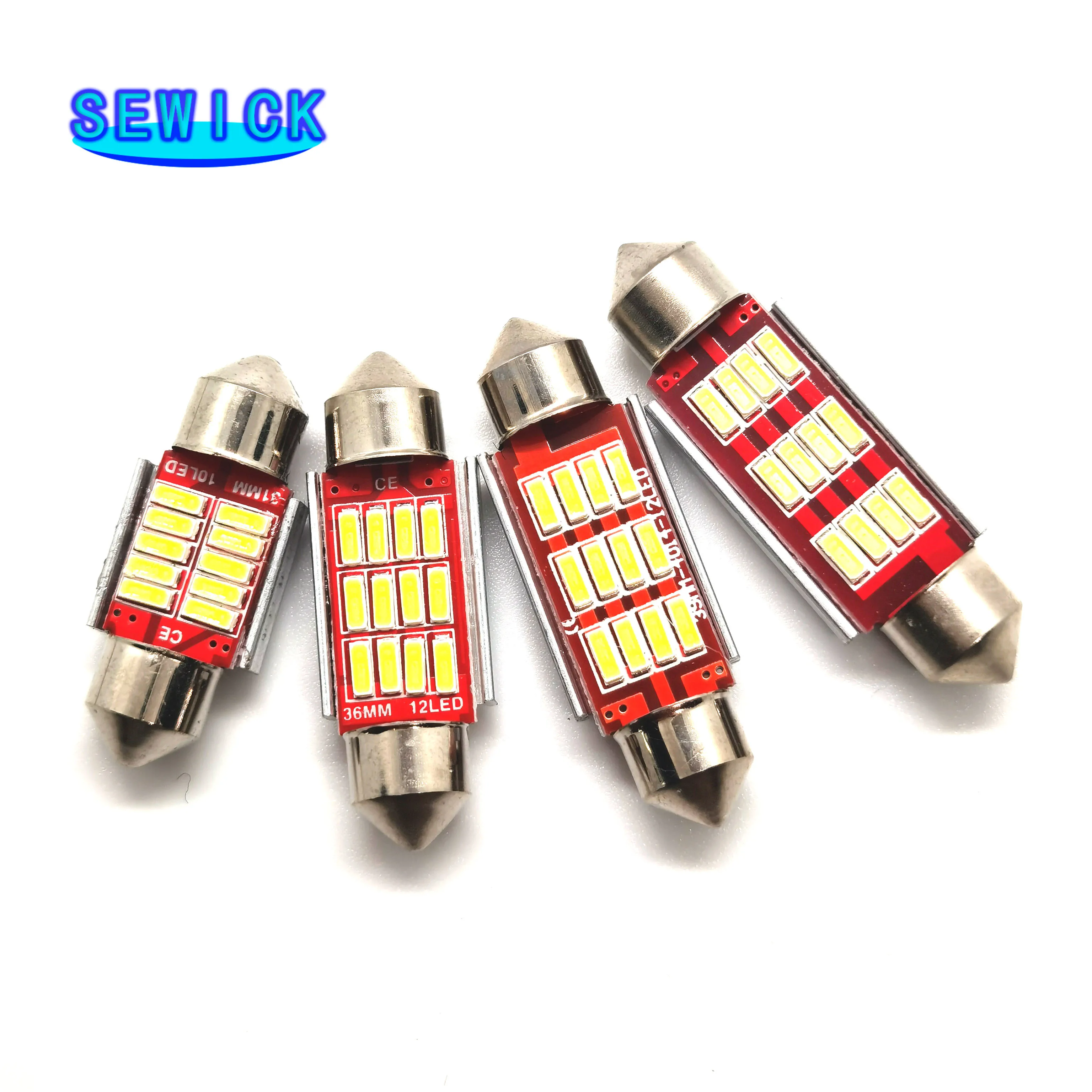 

200PCS Festoon C5W CANBUS NO Error Auto Light 12 SMD 4014 LED 31mm 36mm 39mm 41mm Car Interior Dome Lamp Reading Bulb White 12V