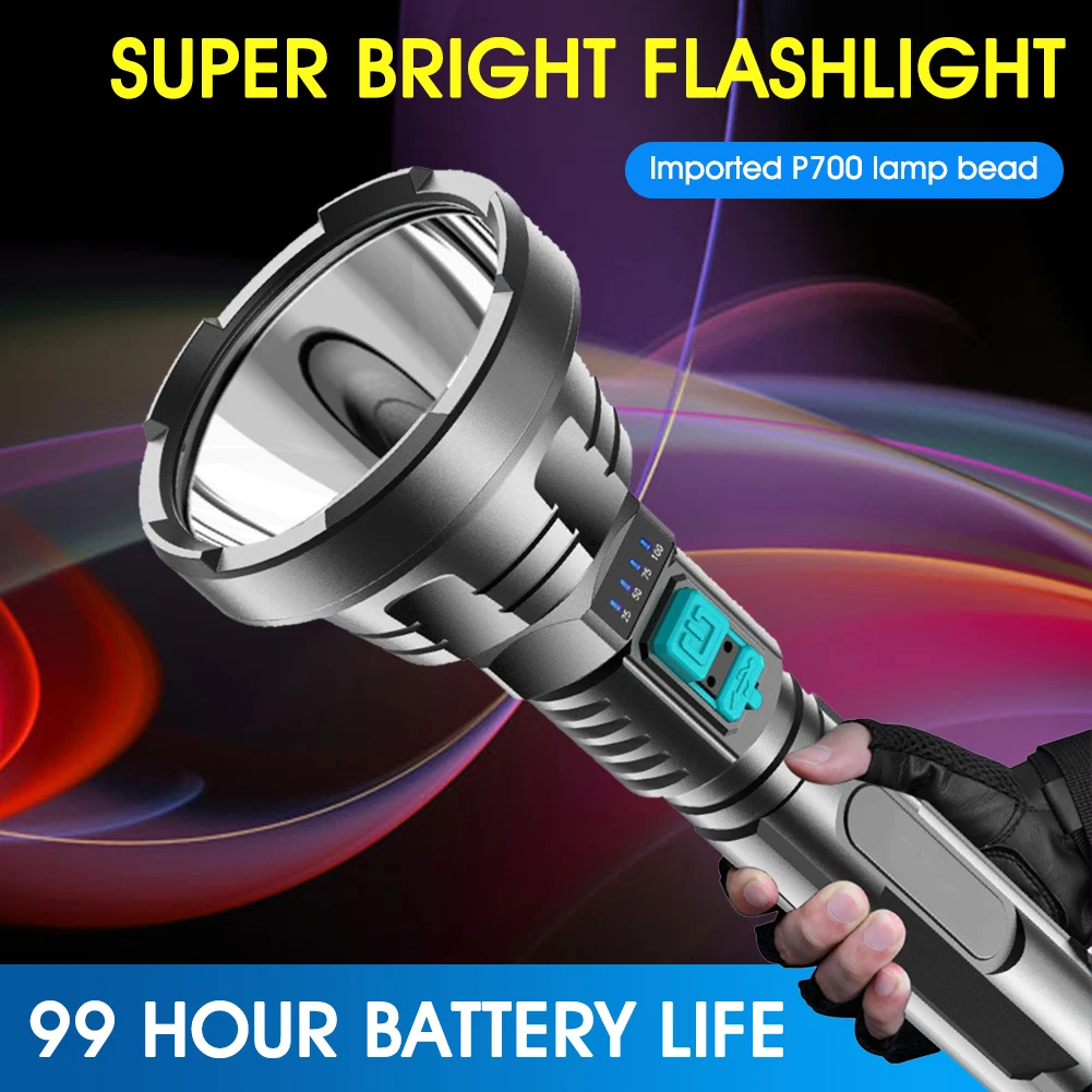LED Flashlight USB Rechargeable Super Bright Tactical Torch Built-in Battery Waterproof Lamp Ultra Bright Lantern EDC Flashlight
