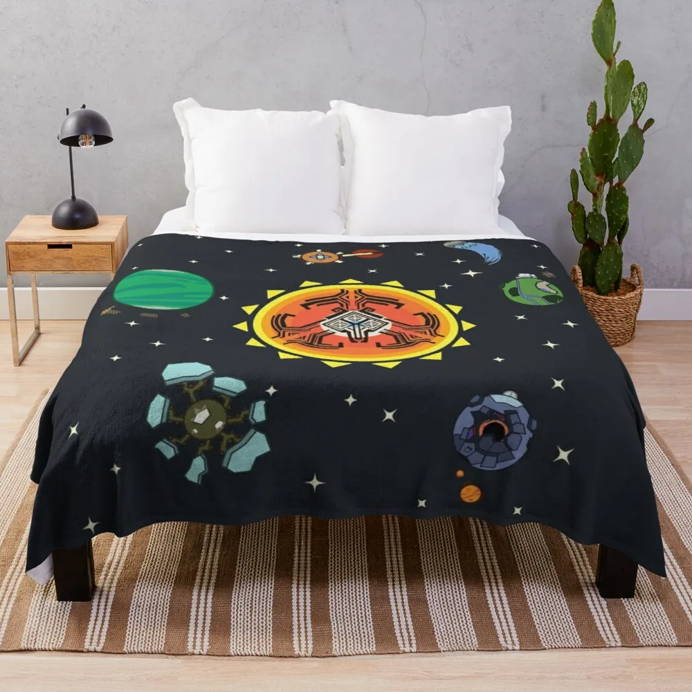 

Hearthian Solar System Throw Blanket Anti-pilling flannel Large knit plaid couple sheep wool blanket tufting