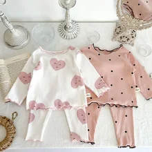 MILANCEL 2023 Spring Baby Set Dot Print Infant Girls Sleeper Wear Babe Indoor Suit