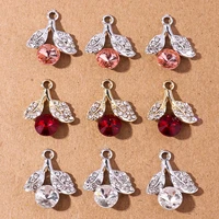 10pcs 14x21mm cute crystal tree leaf charms for jewelry making diy handmade pendant necklaces earrings bracelets crafts supplies