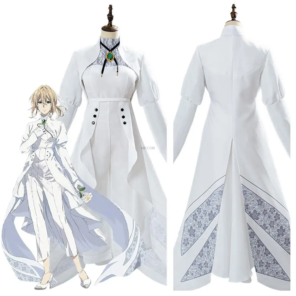 Violet Evergarden: Eternity and the Auto Memories Doll Cosplay Costume Outfit Halloween Carnival White Dress Women Female Girls