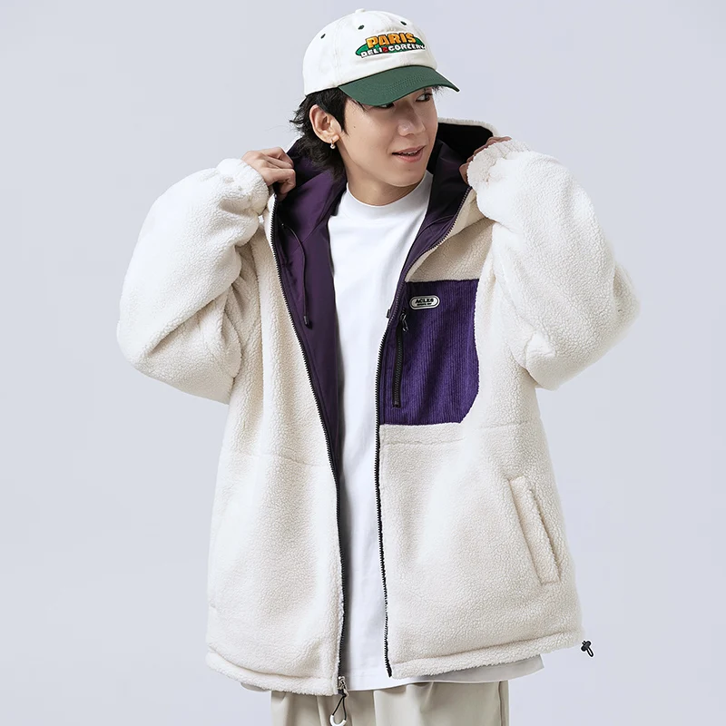 Модная двухсторонняя Мужская куртка зимняя кашемировая Толстая из овечьей