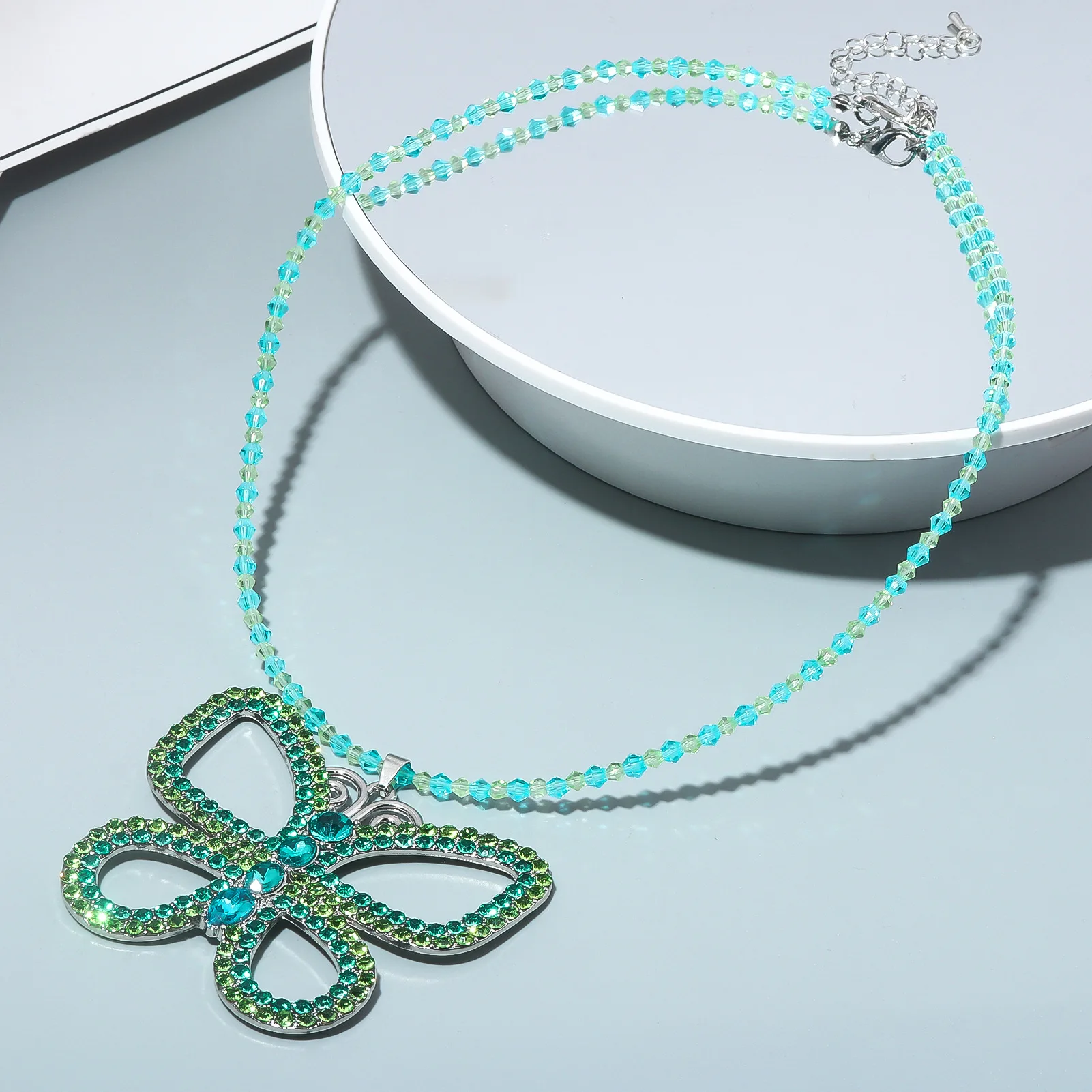 Зеленый большой бант для девочек кулон с драгоценными камнями преувеличенное