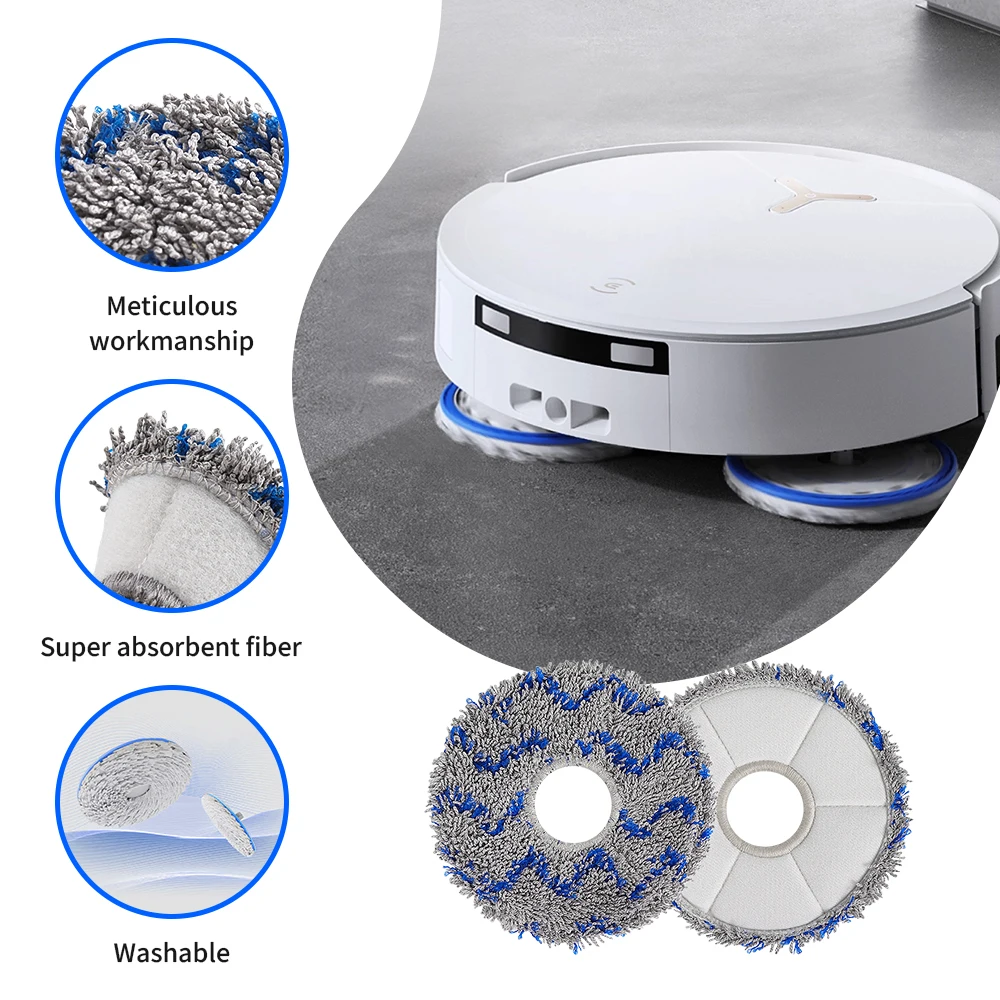 Фото Сменные салфетки для роботов-пылесосов Ecovacs DEEBOT N9, N30, X5, X2, X1, T30, T50, T10, T20: аксессуары, накладки для швабр, бытовые расходные материалы, запчасти №3