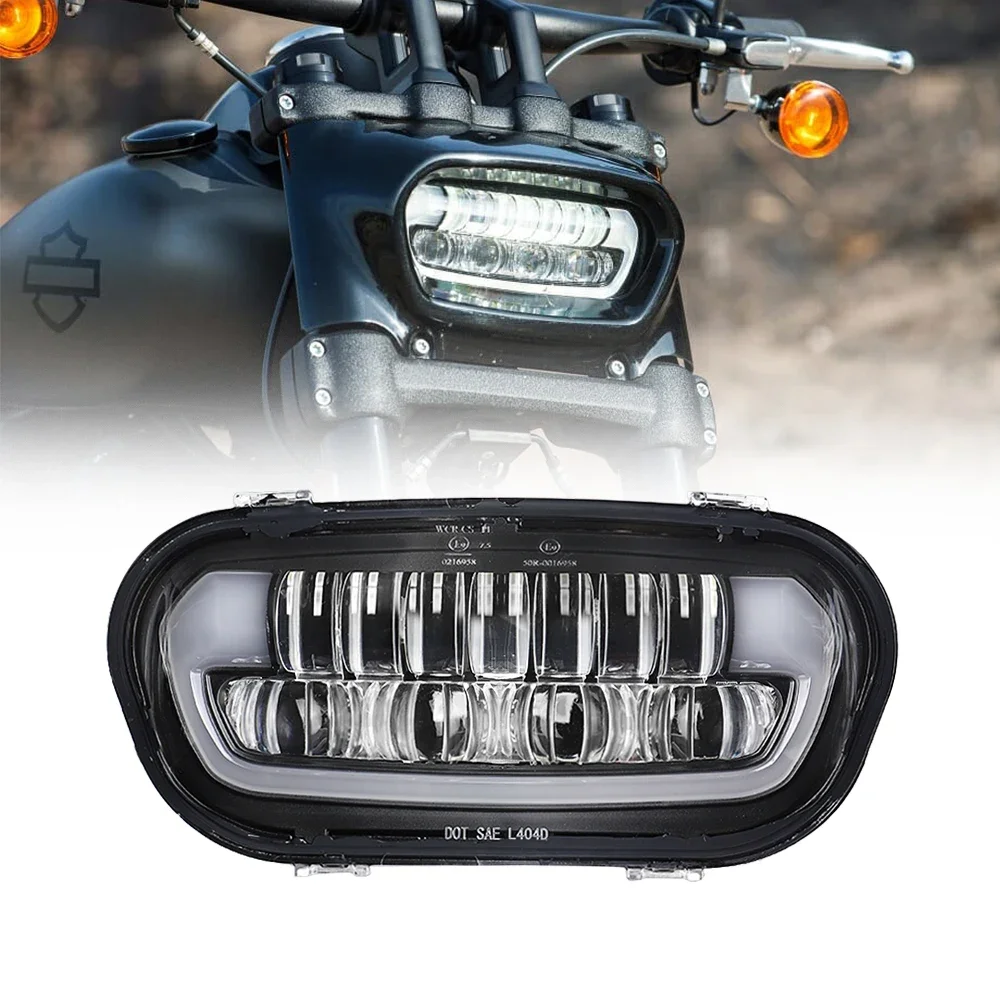 Фото Мотоциклетная фара AUKMA для Fat Bob FXFB FXFBS 2018 2019, комплект DRL дальнего и ближнего света, монтажный кронштейн в сборе №4