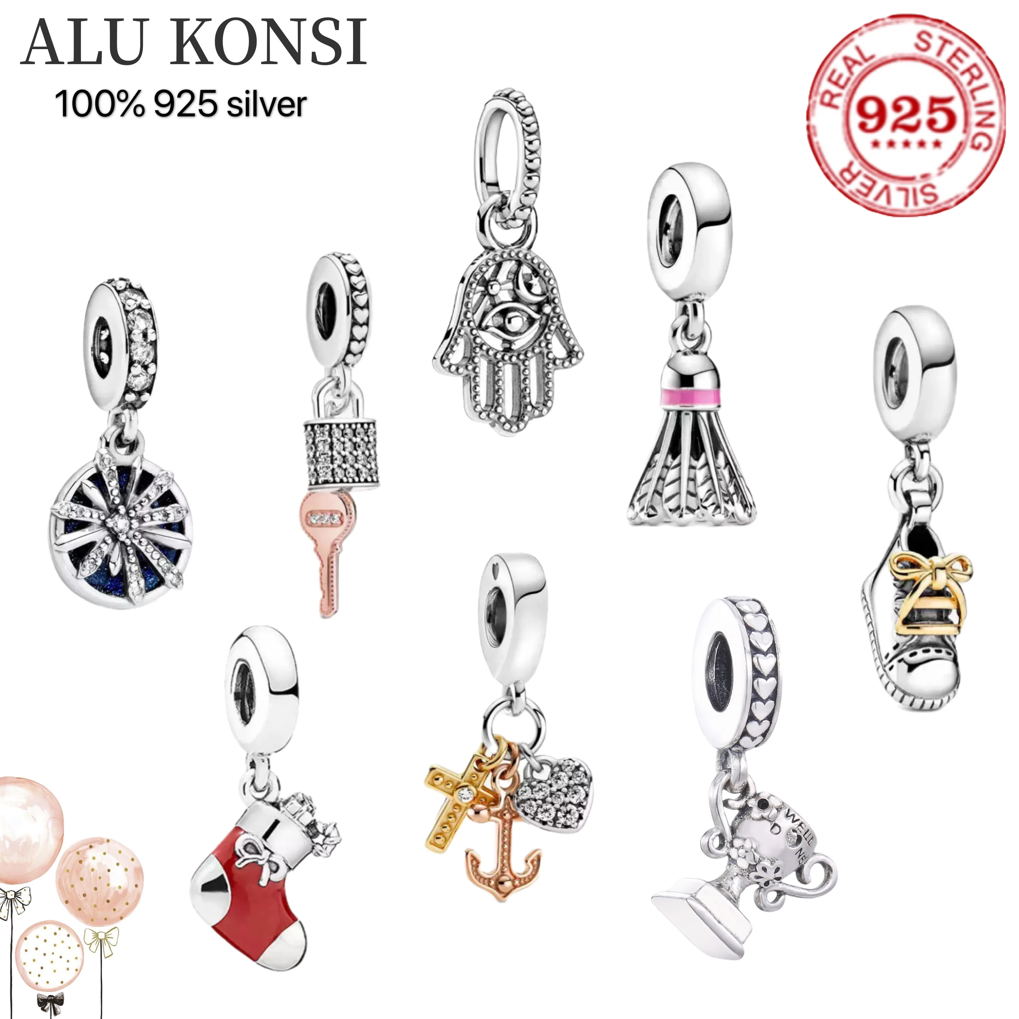 

Hot Sale Real 925 Sterling Silver lock shoes pando pendant Beads for Women Fit Original Charm bracelet DIY high Jewelry