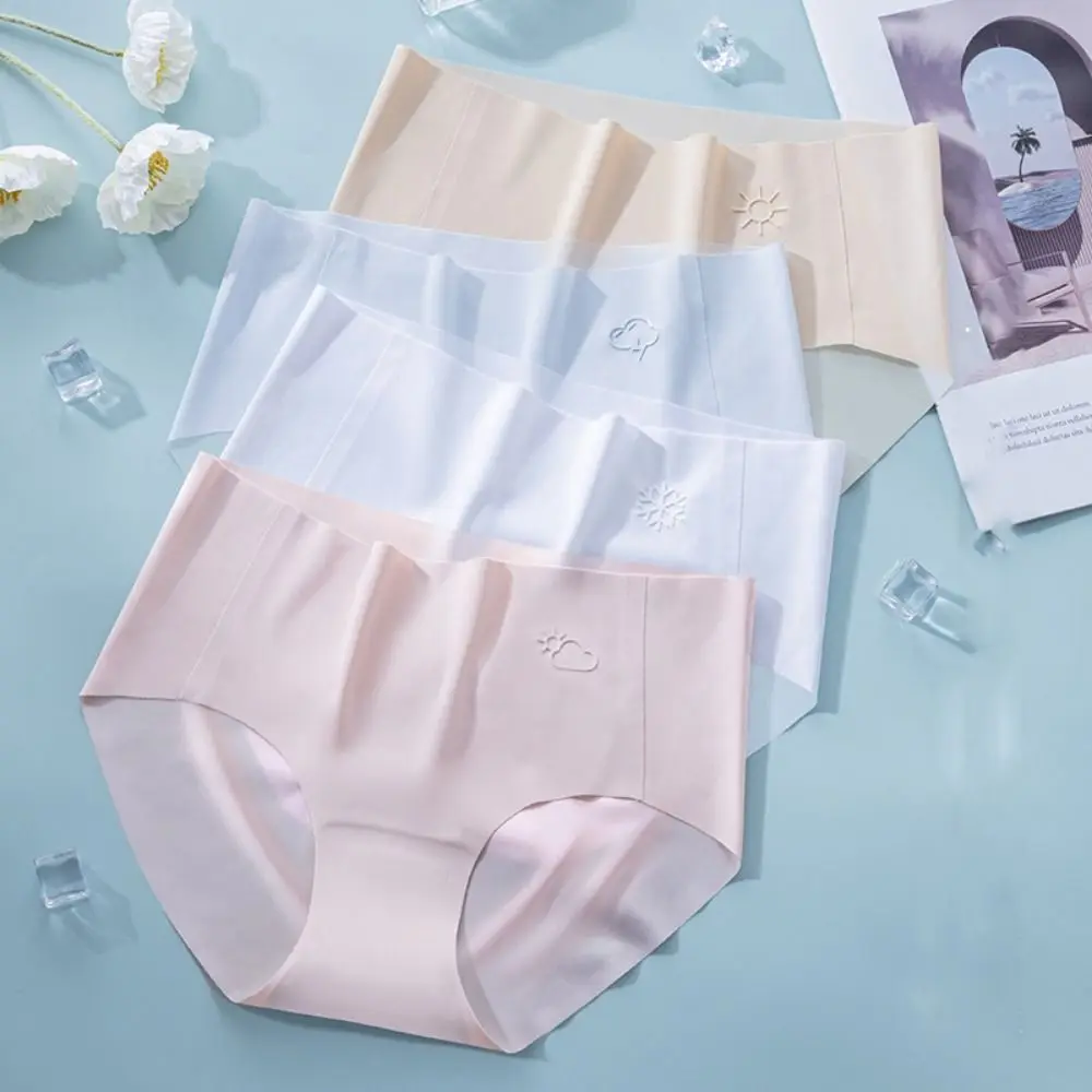 

Breathable Retro Lingeries Solid Color For Girls Seamless Sweet Briefs Ice Silk Korean Underwear Women Panties