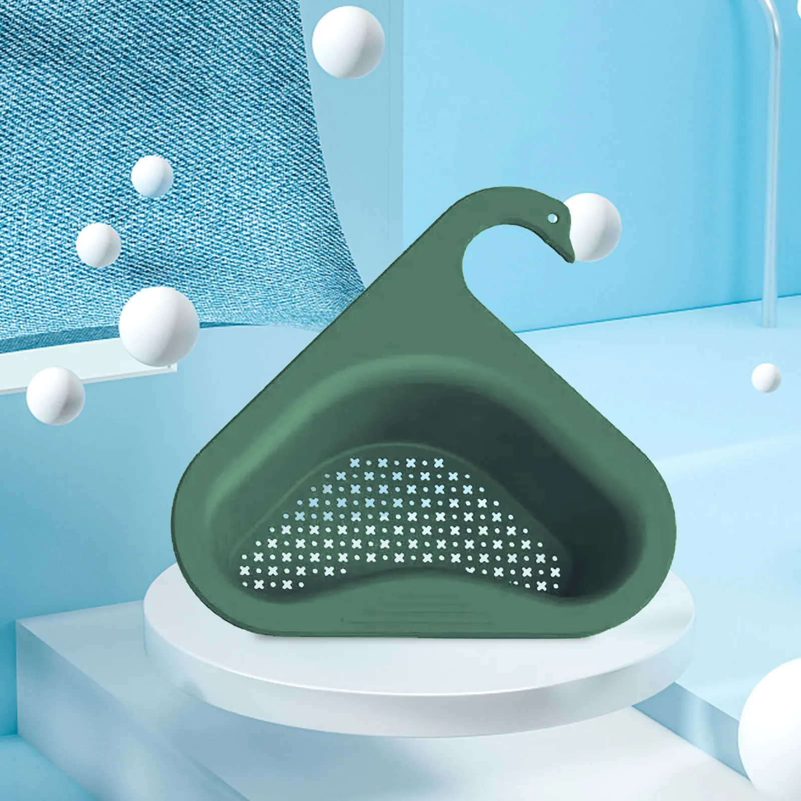 

Swan Drain Basket Kitchen Sink Leftover Soup Filter Rack Multifunctional Hanging Drain Rack Sink Strainer Kitchen Tool
