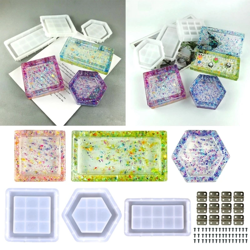 

Storage Box Resin Mold with Lid Silicone Jewelry Box Mold Trinket Organizer Mold