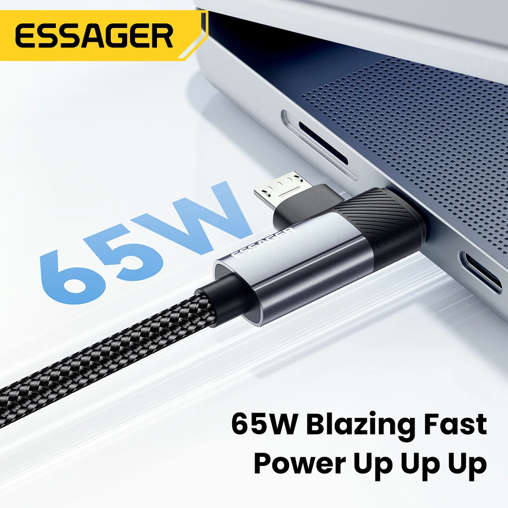 Фото Essager 2 в 1 USB C-кабель 65 Вт PD для быстрой зарядки типа C/USB A к микрокабелю для iPhone Samsung Xiaomi Huawei Redmi iPad Macbook №3
