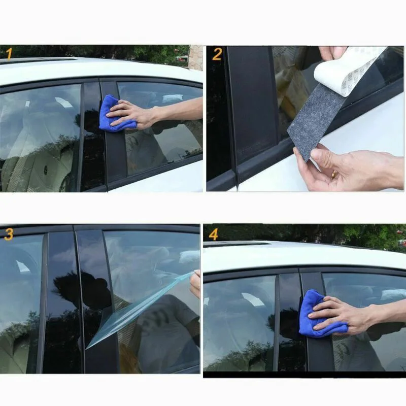 

Car Door Pillar Trim Replacement Set Parts Exterior Black Glossy For BMW 5 Series F10 2011-2017