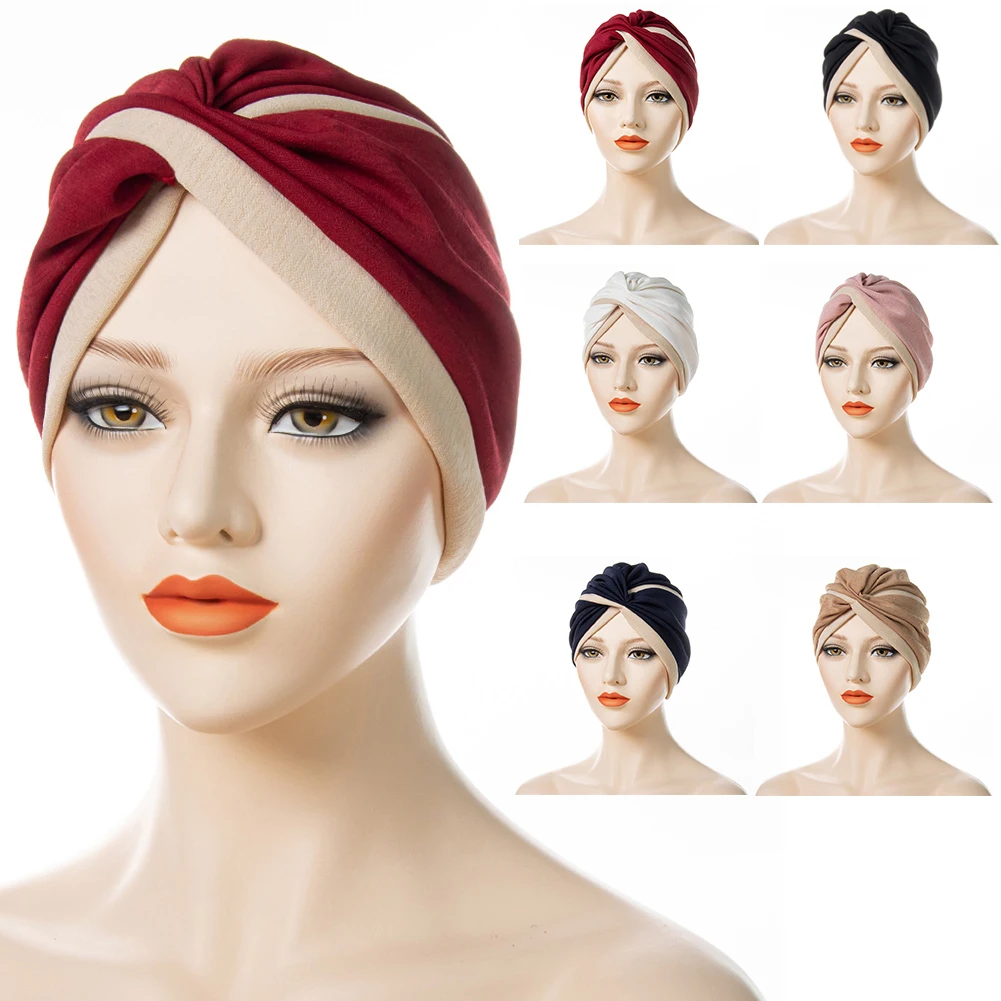 

Женский мусульманский тюрбан для сращивания, головной убор, индийские Мягкие Шапки, Повседневные Головные уборы, повязки на голову с узлом, ...