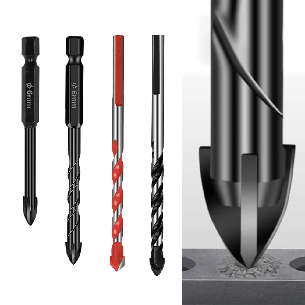 

4Pcs Drill Bit Kit 6MM Diameter Efficient Universal Drilling Tool Multifunctional Triangle Alloy Drill Bit Drilling Hole Tools