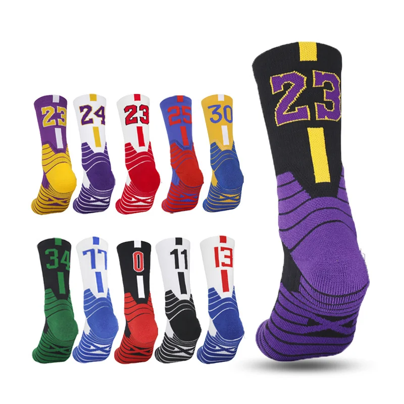 

Socks Men Professional Thickened Basketball Socks Non-Silp Middle Number Sports Towel Bottom Child Team Match baloncesto Socks