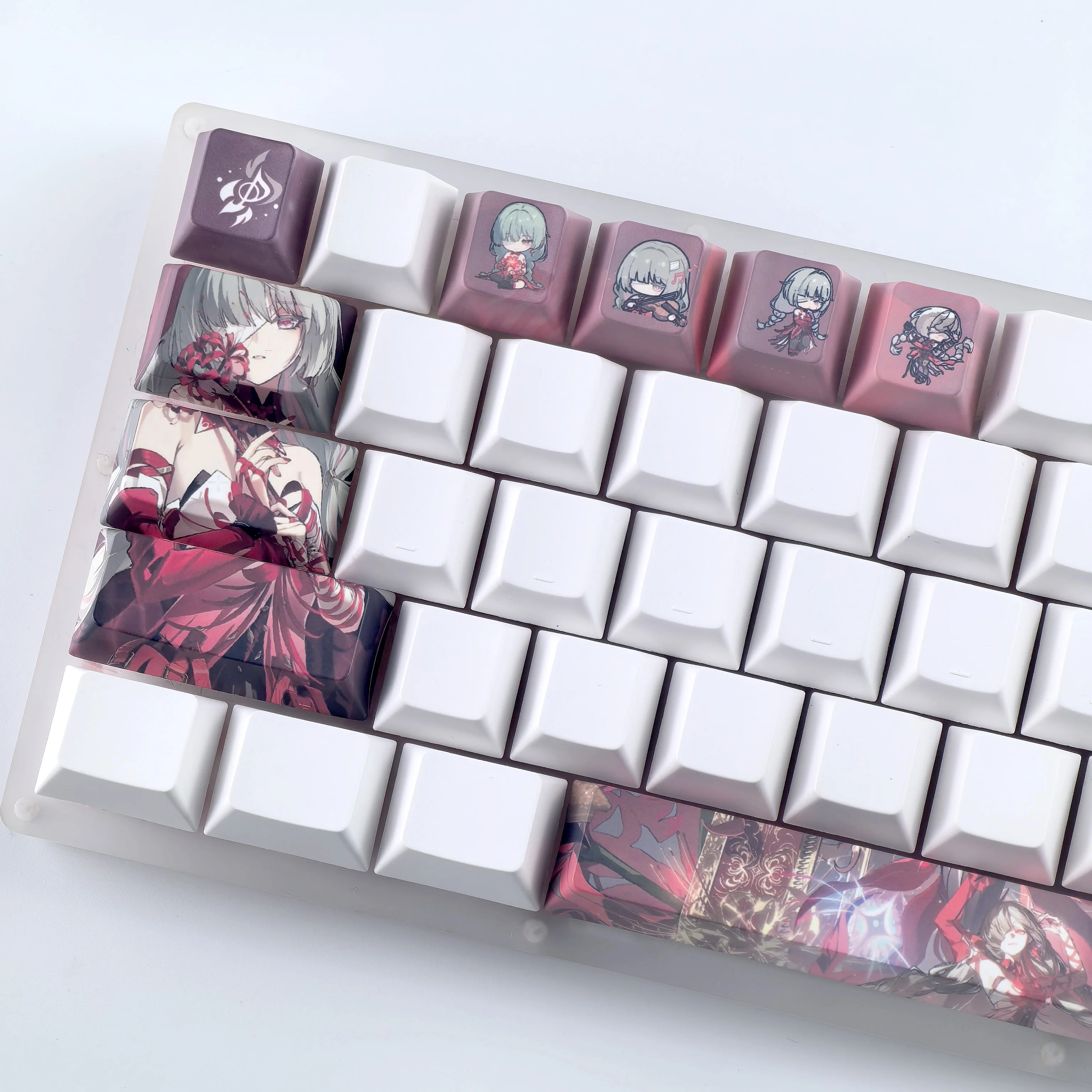Фото Клавиши MAIMOOO Phrolova Wuthering Waves Cherry PBT, аниме-клавиши для клавиатуры, персонализированные расширенные клавиши на 12 клавиш №1