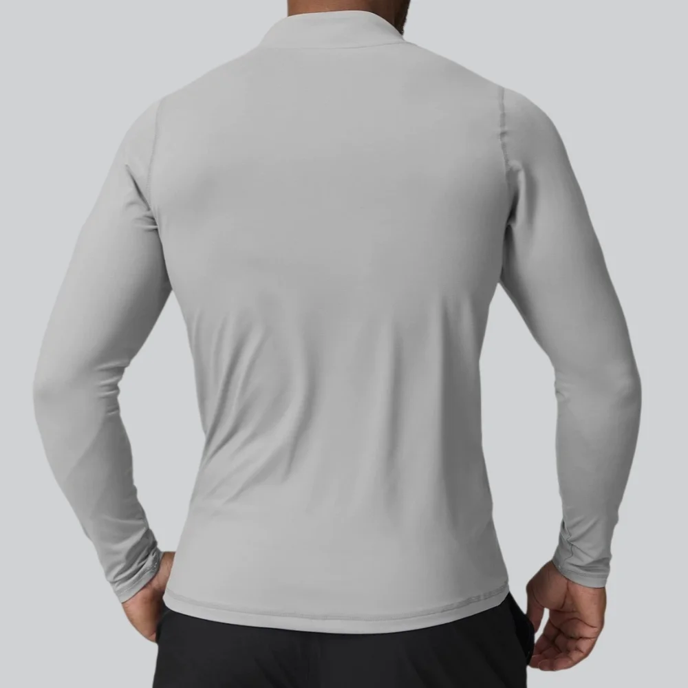 Мужская спортивная одежда: Фитнес-футболки с длинным рукавом, облегающие, для тренажерного зала, с короткой молнией, быстросохнущие, компрессионные, для бега и тренировок. (art.: 3920dbb7ced32) - 3920dbb7ced32