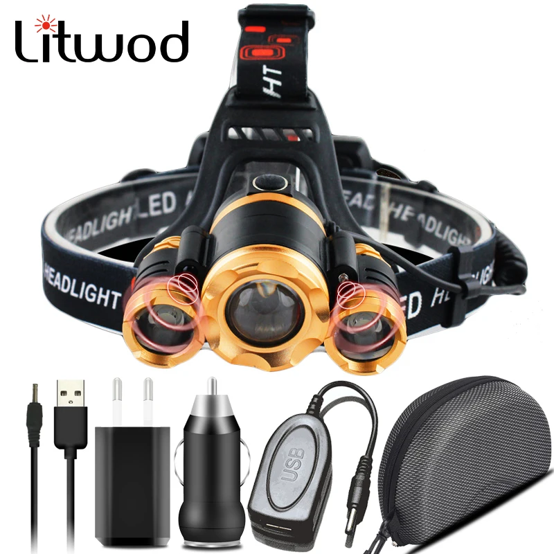 

Sensor LED Headlamp T6 Head Flashlight Torch Zoomable Rechargeable Light Forehead Lamp Fishing Headlight Powerbank 18650 Battery