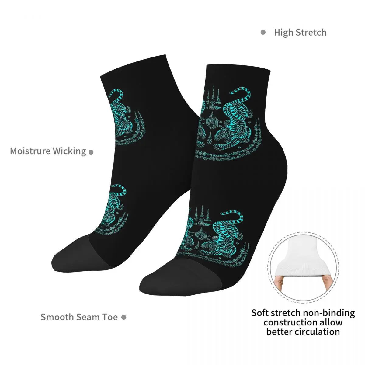 Носки с татуировкой Twin Tiger Sak Yant супер мягкие чулки в стиле Харадзюку всесезонные