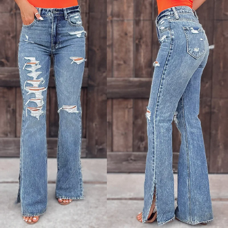 

Womens Wide Leg Flare Pants Vintage Slim Jean Femme Mujer Pantalones Baggy Push Jeans for Women High Waisted Streetwear Trousers