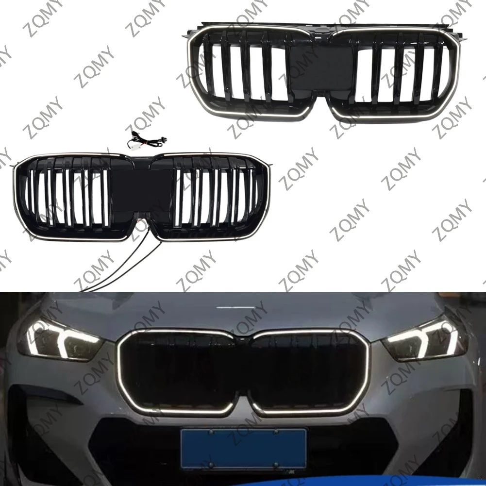 Фото Для BMW X1 U11 U12 M Sport 2023 2024 2025 Решетки переднего бампера автомобиля Светодиодный передний бампер Нирки Центральная решетка Сетчатая решетка №2