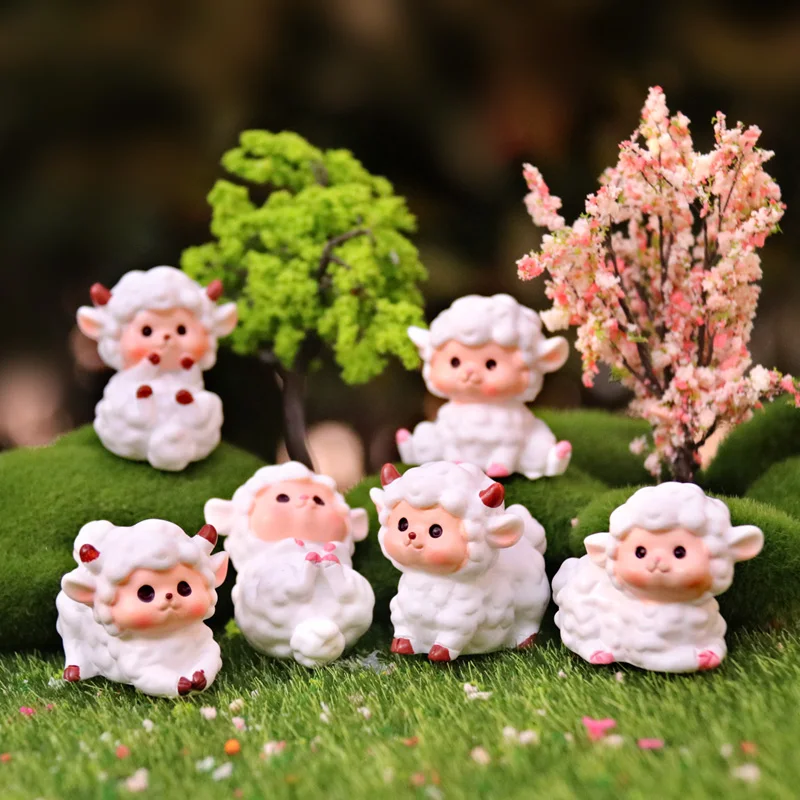 

Мультяшные животные кавайные фигурки овец настольное украшение милые миниатюры DIY Ландшафтные аксессуары цветочный горшок украшение торта игрушка подарок