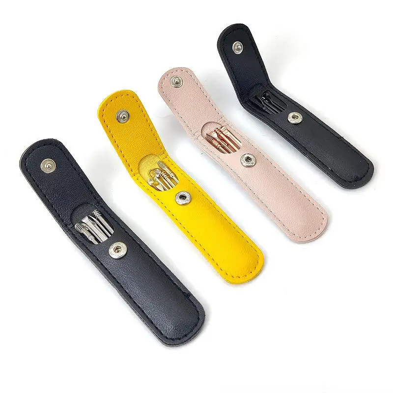 

6Pcs/set Stainless Steel Spiral Ear Pick Spoon Ear Wax Removal Cleaner Ear Tool Multi-Function Portable with Storage Holster