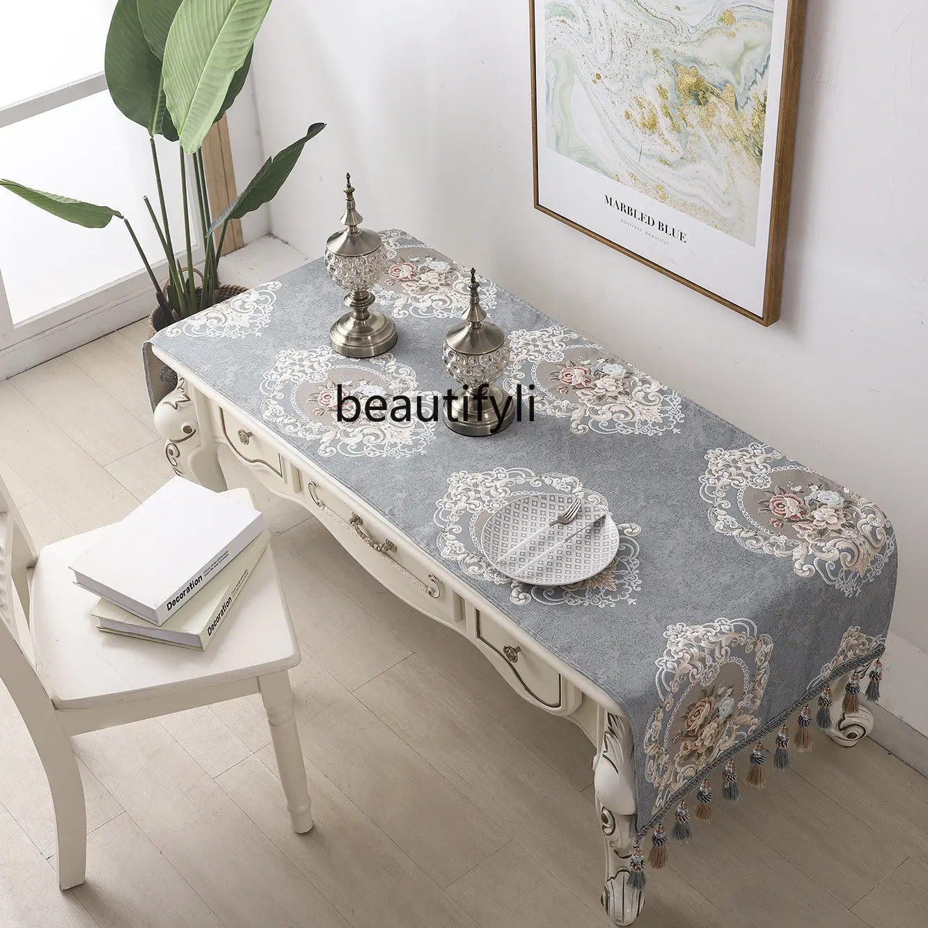 

yj European Coffee Table Tablecloth Rectangular Fabric Craft Cover Cloth Modern Minimalist Living Room Home Dust Cloth