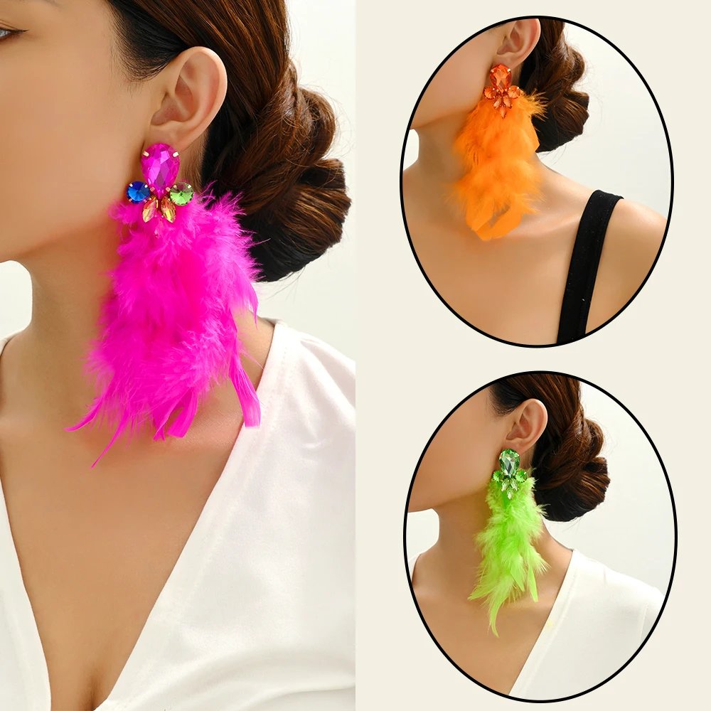 

Elegant Feather Tassel Long Dangle Drop Earrings For Women Boho Luxury Design Fairy Decorative Wedding Party Pendant Jewelry