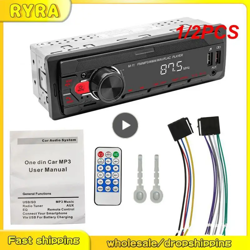 

1/2 шт. автомагнитола, стерео Мультимедийный плеер с FM-приемником, Bluetooth, голосовым ассистентом, цветным светом, 2900 USB, FM-радио, AUX