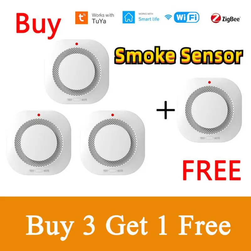 

Tuya Smart WIFI/Zigbee Smoke Detector Smart Fire Remote Alarm Sensor Home Kitchen Smoke Alarm Security System For Smart Life