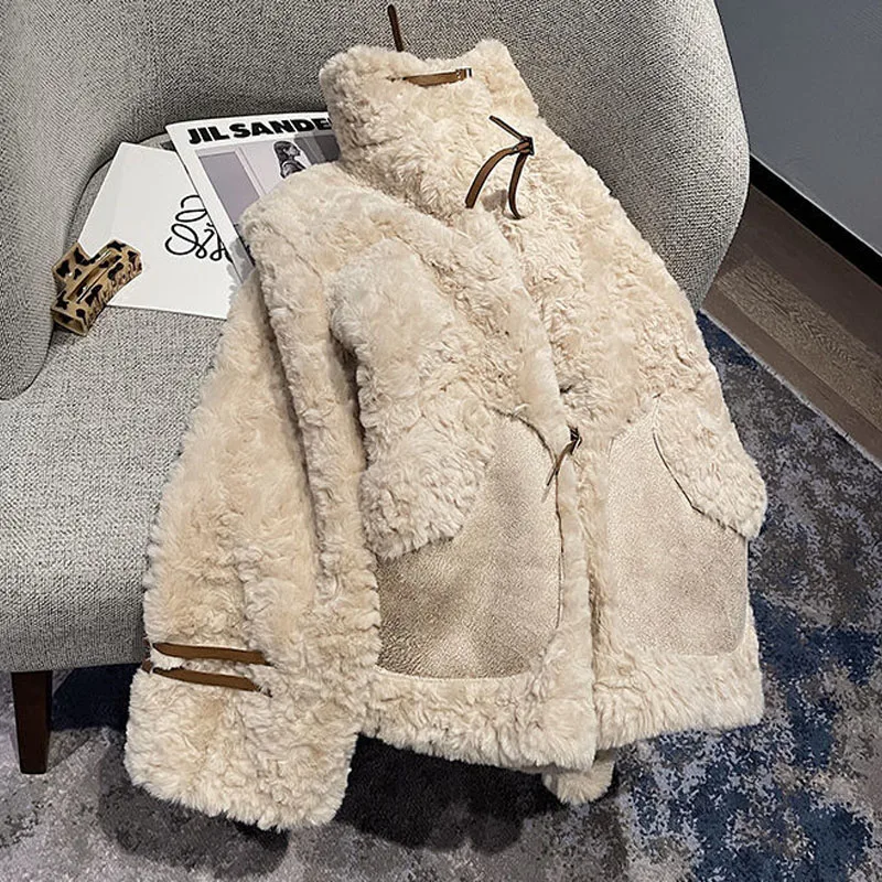 Parkas Women's Plus Size Short Fur Coats 2022 Winter New Fashion Faux Fur Cashmere Splicing Thickening Casual Warm Jackets Woman