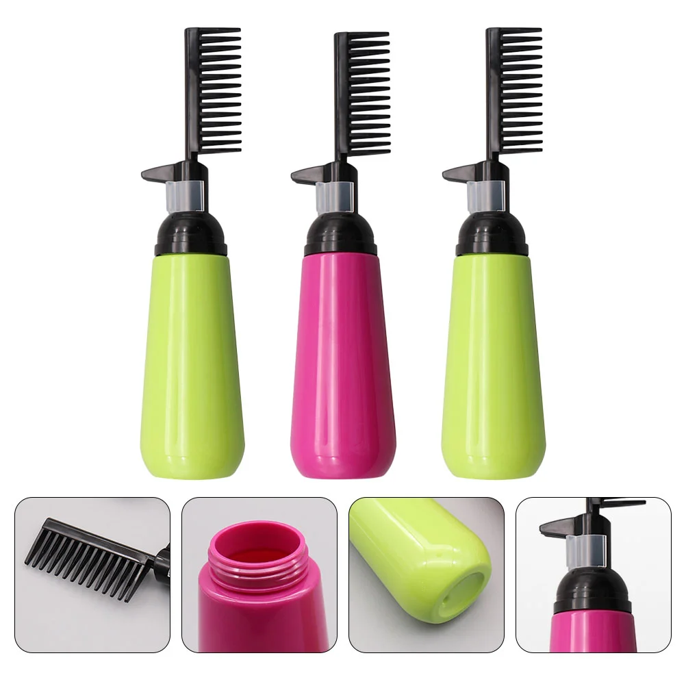 3 Pcs Hair Color Comb Bottle Applicator Root Dye Oil Scalp Styling Beauty Coloring Plastic