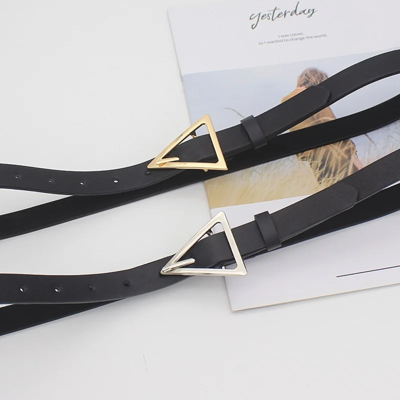 

Fashion Triangular Alloy Buckle Belt Women's Fashion Decoration Fine Belt Women's Trouser Belt Leather Belts For Women