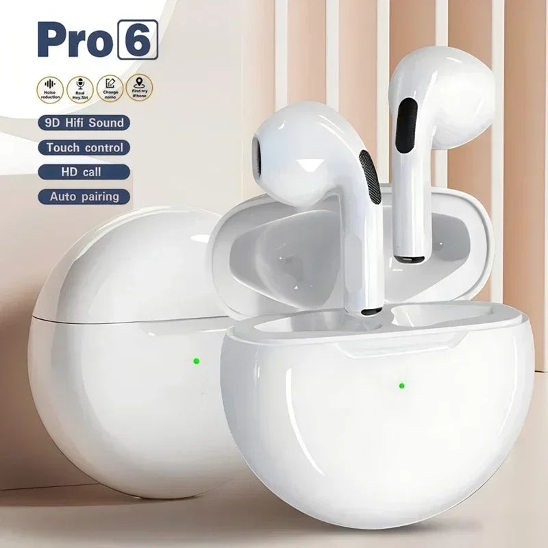 Фото Наушники TWS Pro6, Bluetooth-наушники с микрофоном, 9D-стерео Pro 6, беспроводная Bluetooth-гарнитура, подходит №2