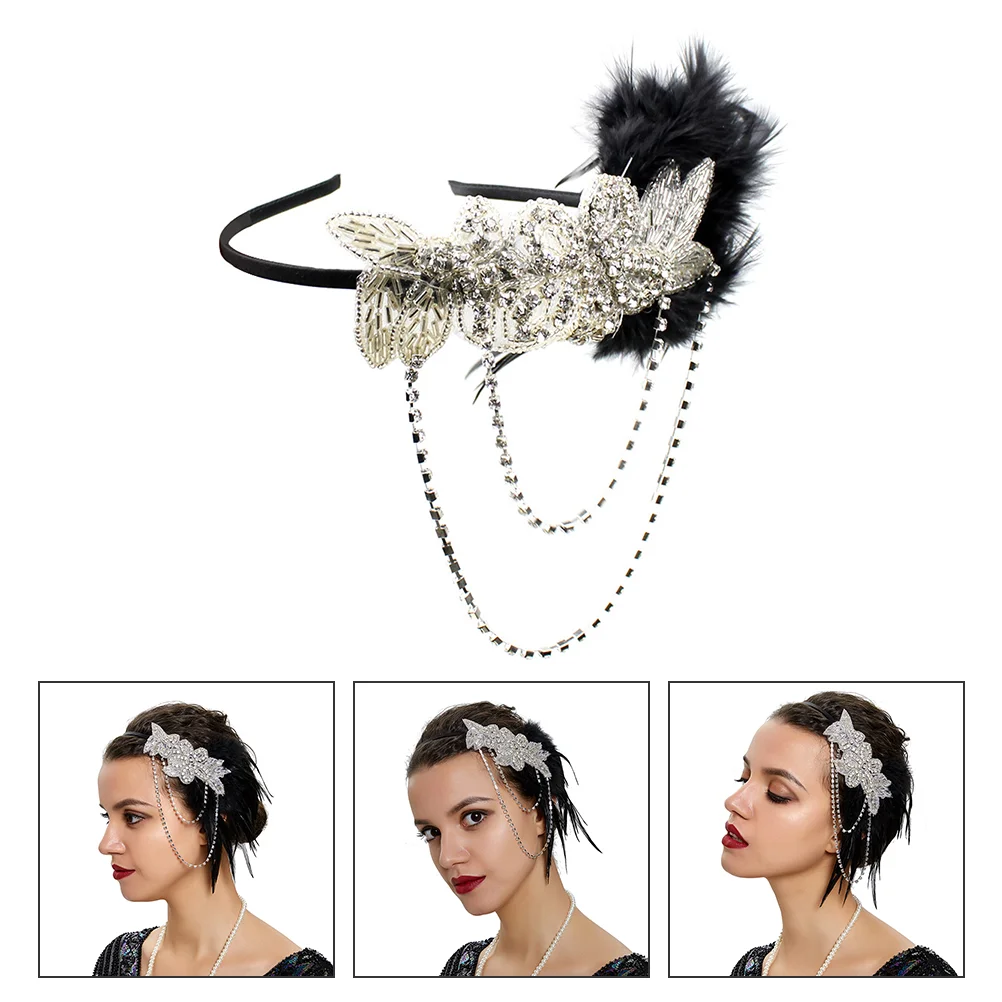 

1pc Feathers Rhinestone Headpiece Feathers Tassel Headpiece Feathers Headpiece