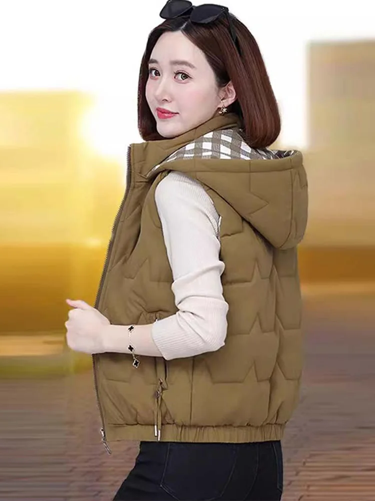 Осень-зима 2024 новый женский пуховый жилет с хлопковой подкладкой в стиле вестерн