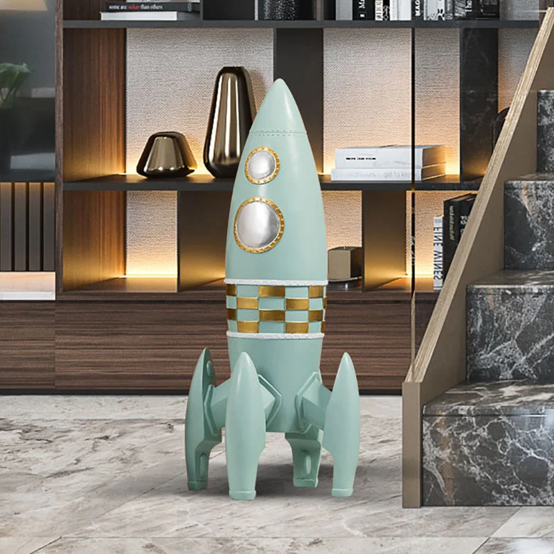 

Nordic Home Decor Space Rocket Large Ornaments Statue Resin Room Decorations Accessories Interior Sculpture Decoration Crafts