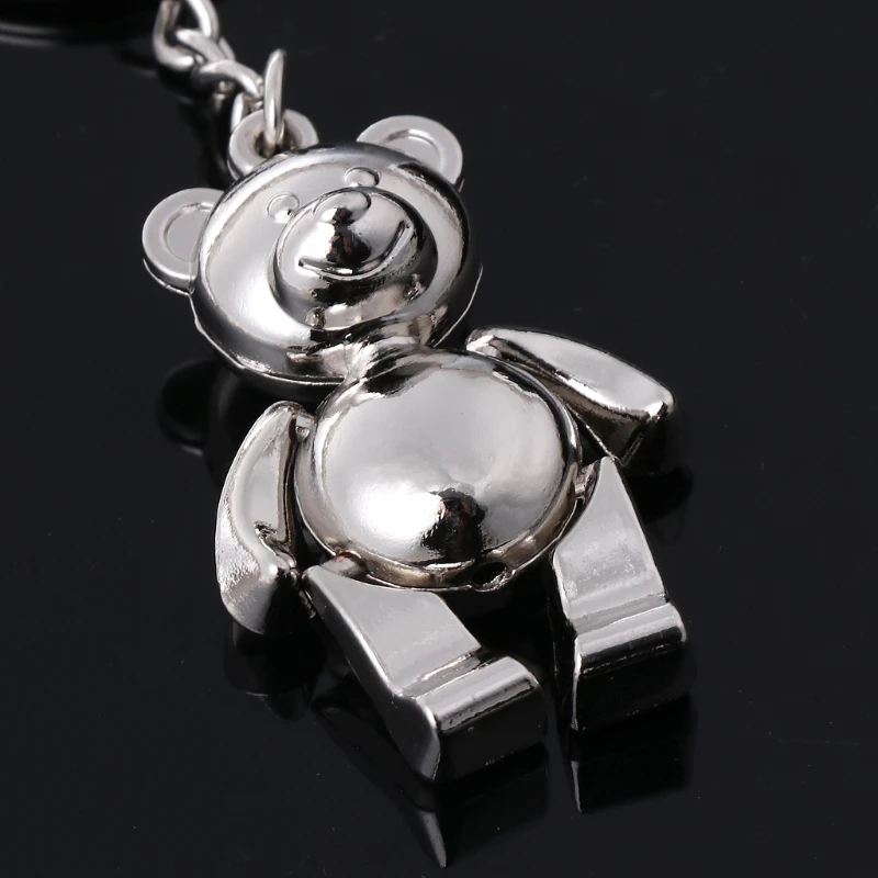 

A0KD Metal Movable Bear Keychain Nice Car for KEY Ring Fashion 3D Animal Keyring Lucky Charm Hanging Pendant Gift for Men &