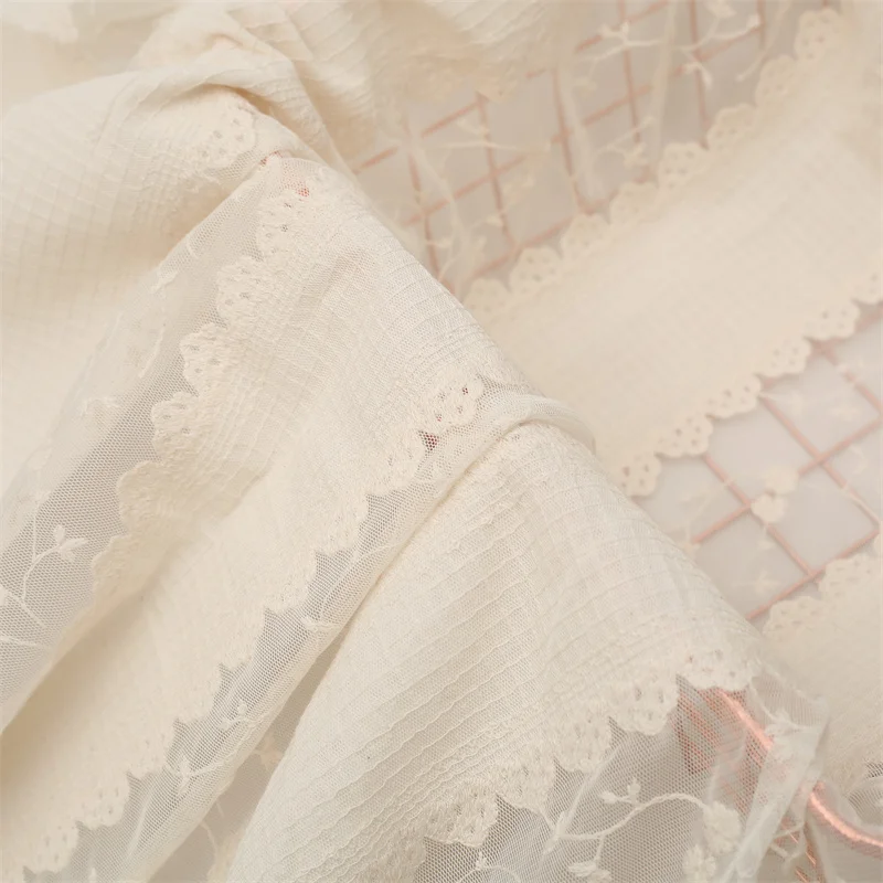 

Mesh Cotton Cloth Double Layer Embroidery Fabric Lace Cut Cloth Clothing Tablecloth Accessories