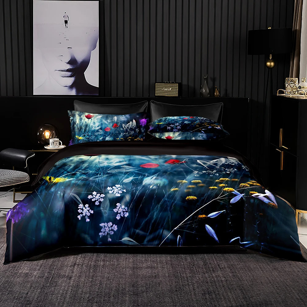 Пододеяльник с рисунком светящейся бабочки 264x228 Черный Гладкий мягкий